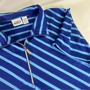 Zenergy Golf by Chico's L Women's Striped Blue Golf Polo Shirt